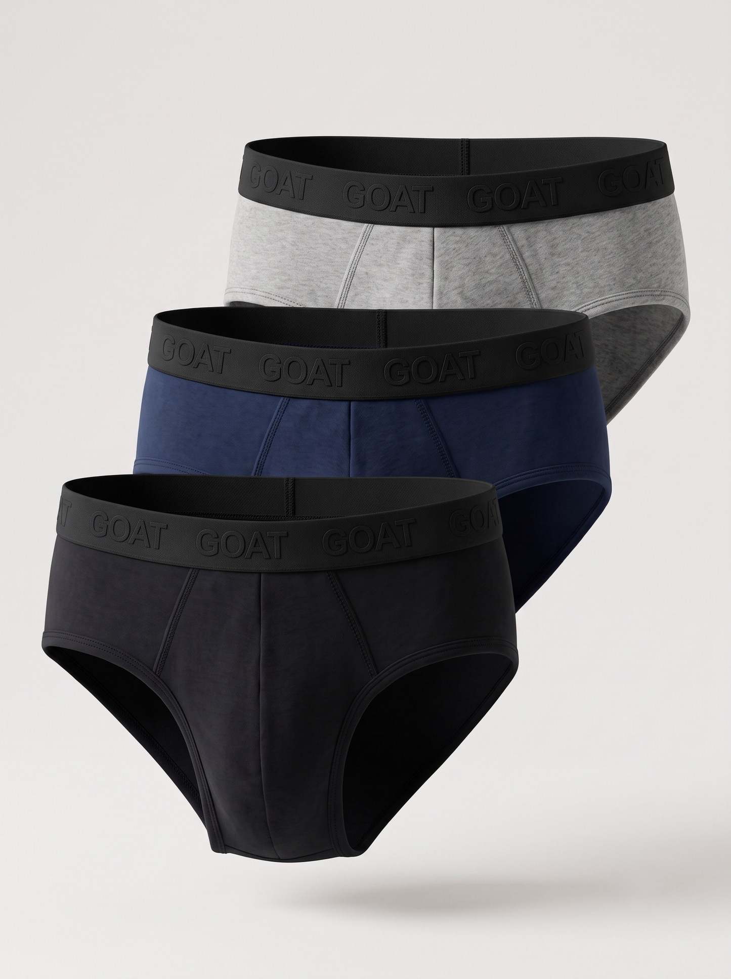 GOAT Briefs Cotton Blend - Pack of 3 - Black + Navy Blue + Grey Melange