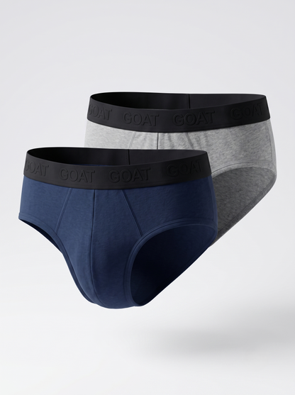 GOAT Briefs Cotton Blend - Pack of 2 - Navy Blue + Grey Melange