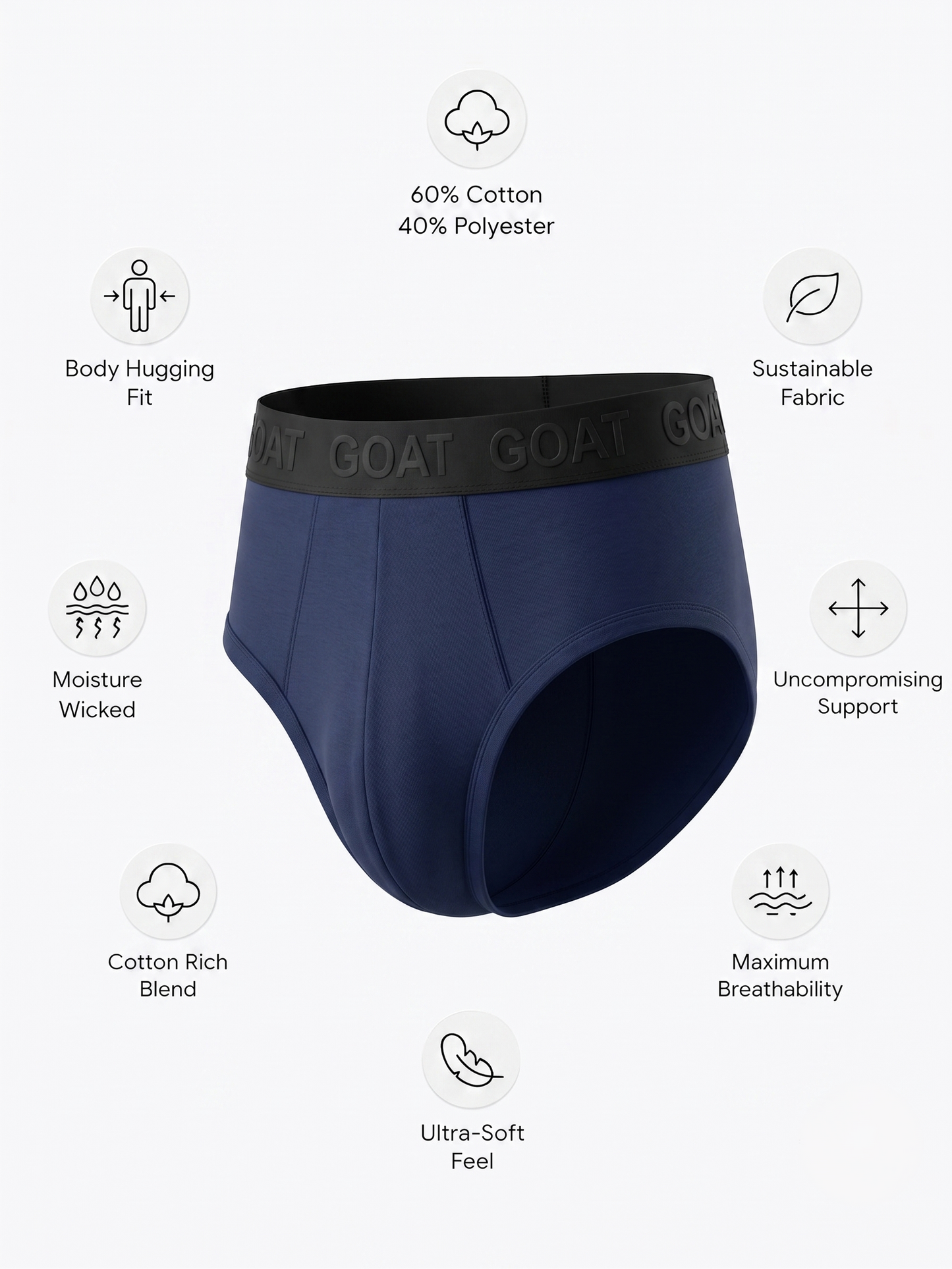 GOAT Briefs Cotton Blend - Pack of 2 - Navy Blue