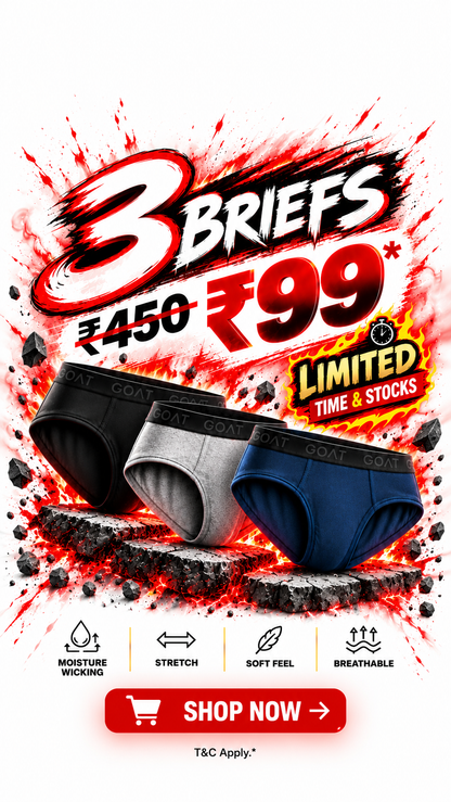 HOT DEAL – GOAT Premium Men's Briefs – Assorted Pack of 3 | Limited Time Deal