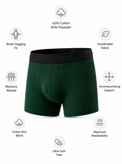 GOAT Trunks Cotton Blend - Pack of 2 - Bottle Green