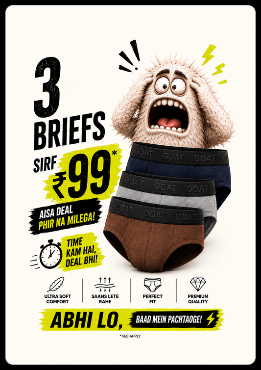 HOT DEAL – GOAT Premium Men's Briefs – Assorted Pack of 3