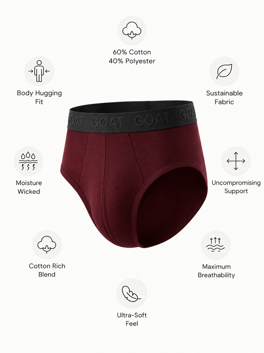 GOAT Briefs Cotton Blend - Pack of 2 - Maroon