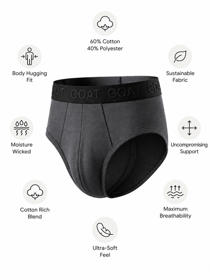 GOAT Briefs Cotton Blend - Pack of 2 - Charcoal